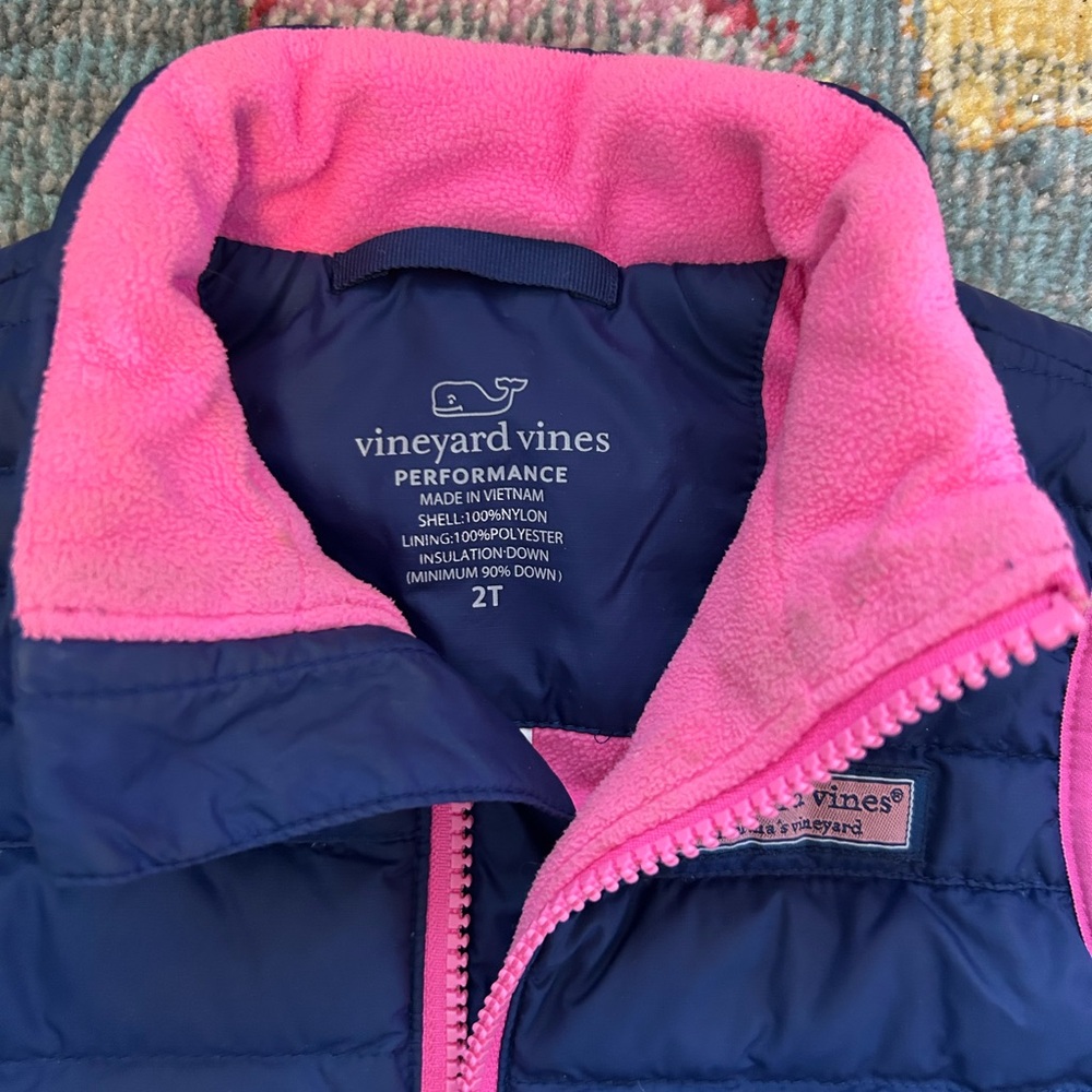 Vineyard Vines Kids Blue and Pink Puffer Vest - Picture 4 of 6